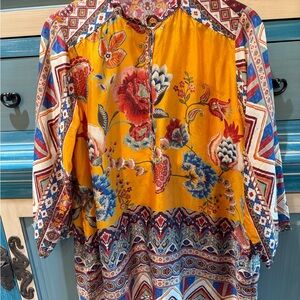 Johnny Was Boho Floral Patterned Women's Top